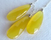 Yellow Chalcedony Three Stone Necklace