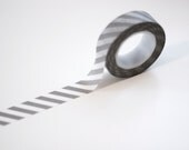 Gray and white diagonal stripe washi tape, Japanese masking tape, craft supply