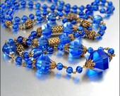 Czech Art Deco Necklace Glass Bead Flapper Brass Art Deco Jewelry Vintage 1920s