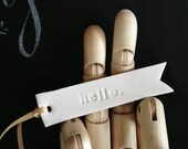Ceramic Flag Tags- Hello