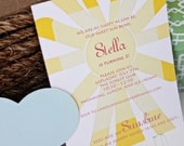 You Are My Sunshine Birthday or Shower Invitation for girl in yellow and pink