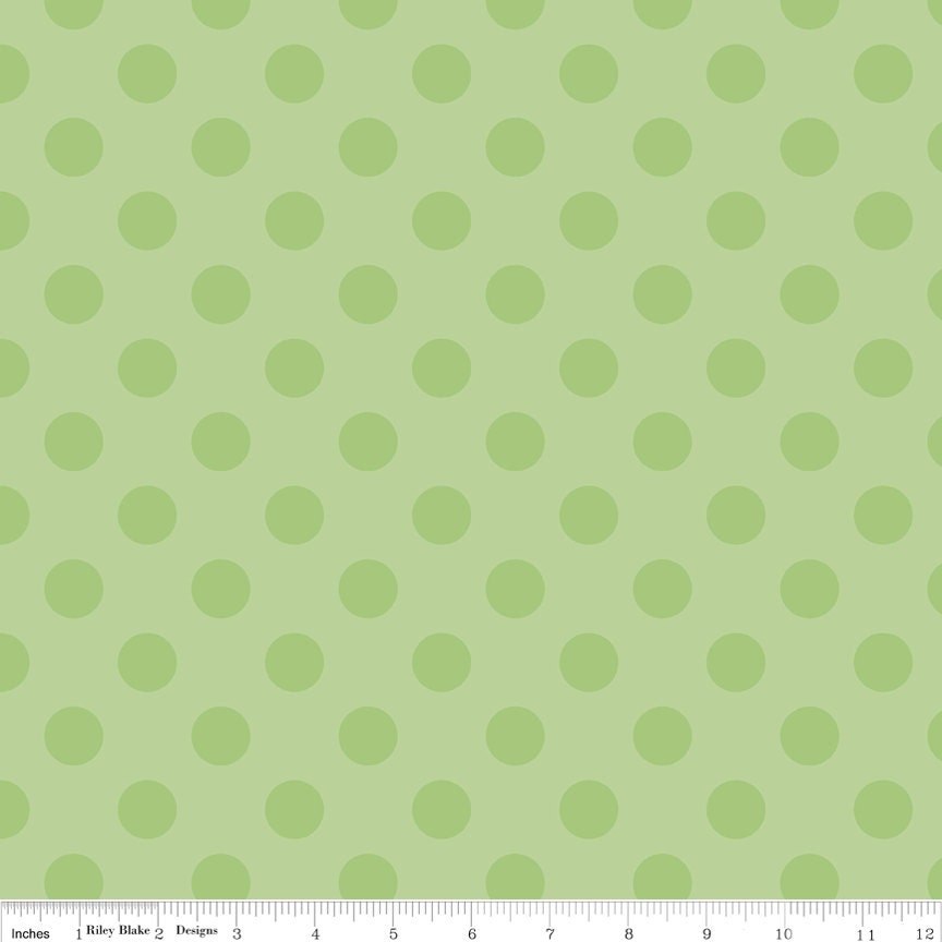 Polka Dot Basics Fabric Green Medium Tone on Tone Dots by Riley Blake Designs 1 Yard New