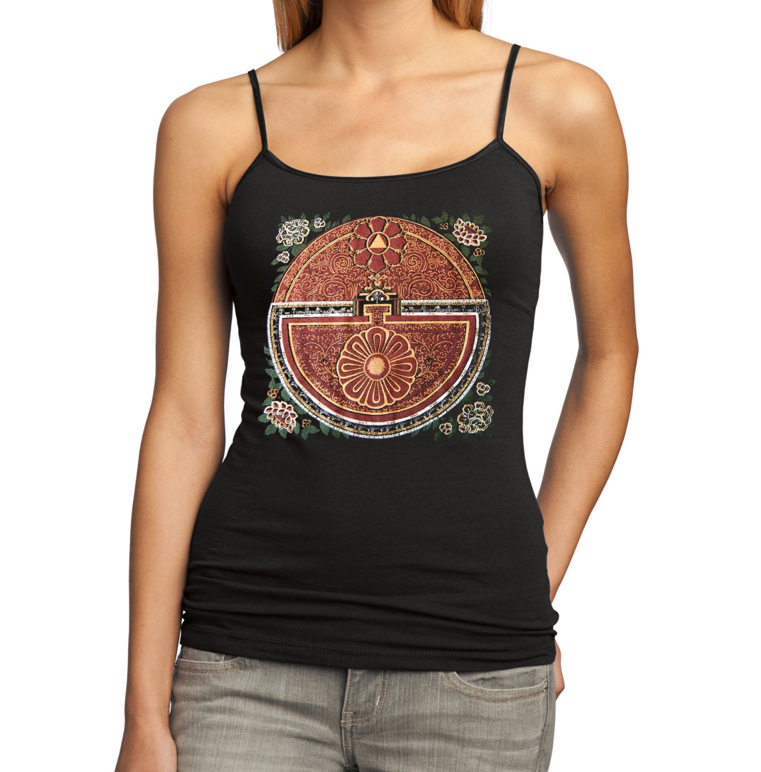 Women's Plus Size tank top, Tibetan Thangka Mandala Camisole Tank 2X, 3X, 4X