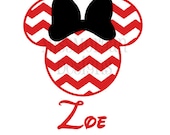 Personalized Chevron MInnie Mouse Disney iron on decal vinyl for shirt
