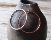 copper jewelry - artisan hammered copper hoop earrings and gold filled wires - organic copper earrings - mixed metal - made to order