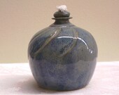 Ceramic Oil Lamp Slate Blue Wheel Thrown Stoneware Ceramics Pottery