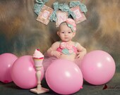 Fake Cupcake First Birthday "Shabby Chic Marie Antoinette" Collection Hot Pink Cake Pink Frosting 12 Legs Original Design