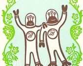 We've Moved Aliens -box set of 10 letterpress cards
