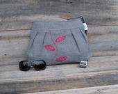 Little Sophisticate Purse in Gray, Recycled Fabric with an Appliquéd Organic Wandering Vine of Your Choice
