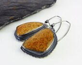 Sterling silver and Fossilised Coral dangle earrings - Serenity -