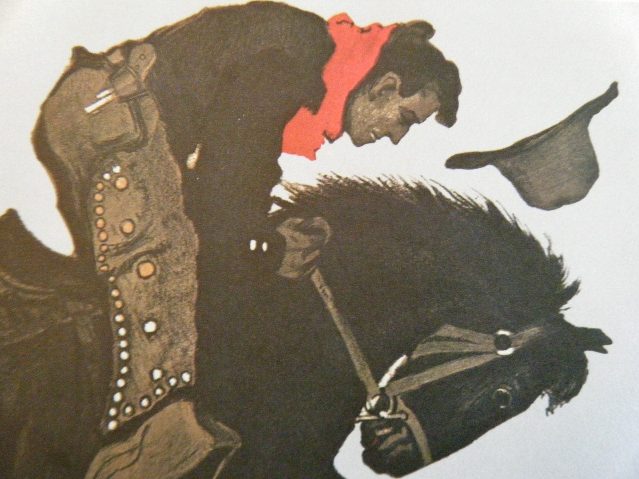 Vintage Circus Poster - Zirkus Busch American Cowboy Vintage Poster Size Book Plate