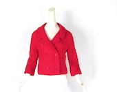Vintage 1950s Jacket / Raspberry Pink / Cropped Jacket / XS