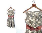 1950s Party Dress / Vintage 50s Dress / Gerbera Noir / Satin Bow / XXS - SmallEarthVintage