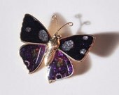 Summer Sale Vintage Metal Butterfly Pin brooch Purple and Silver