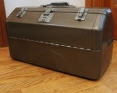 Vintage JC Higgins Tackle Tool Box Metal Industrial Storage Chest