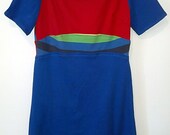 Upcycled rainbow brite jersey knit dress 8 bust 41
