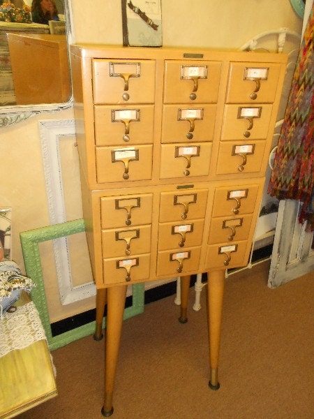 Mid Century Index Card Cabinet