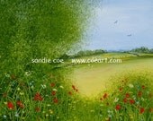 Original Oil Painting "Red Poppies" 4x4 in 9x9 Double Mount Sandie Coe Art on Etsy