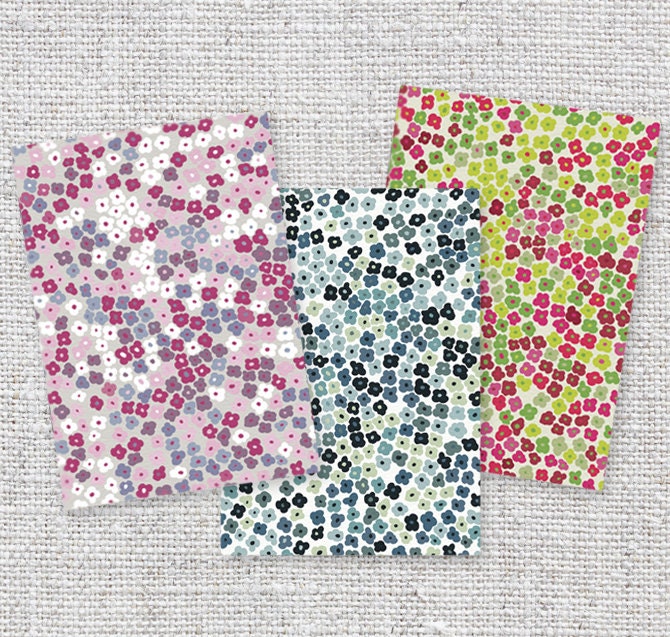 pocket notebooks lined patterned RECYCLED PAPER eco friendly small cherry blossoms (3 pack)