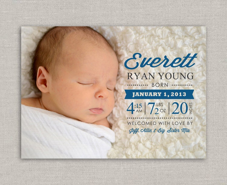 Baby Boy Birth Announcement - Everett