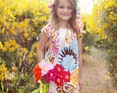 Childrens Clothing . Modern Girls Peasant Dress . Tunic . Garden