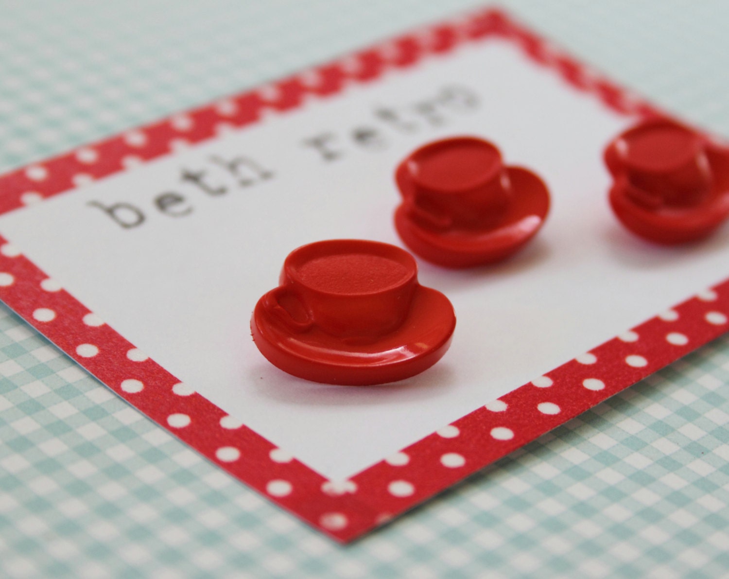 Vintage red tea cup buttons