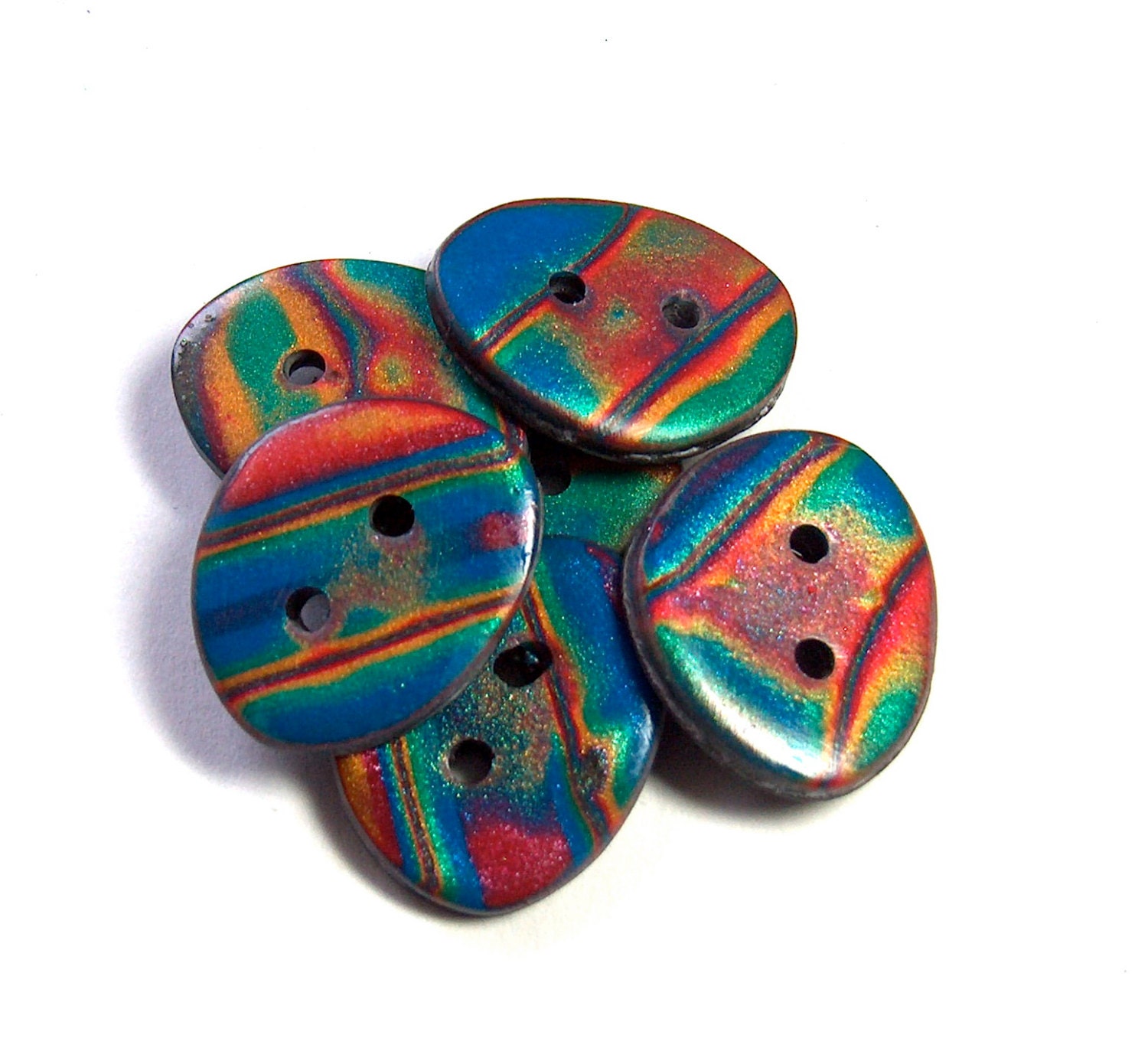 Oval Buttons,  Aurora Borealis Buttons, Sewing Buttons No.39