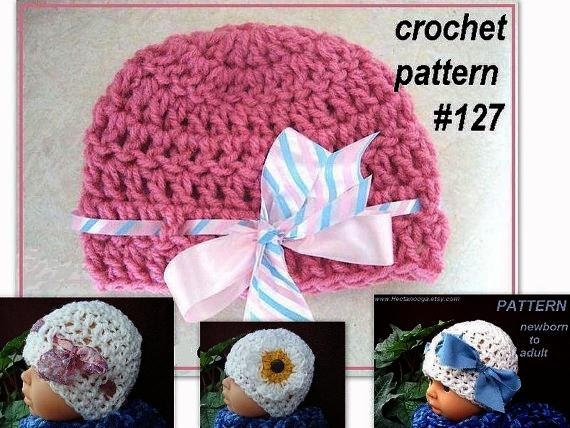 CROCHET PATTERN hat - Mesh Beanie num 127,  Preemie to Adult. ok to sell your finished hats,  instant digital download