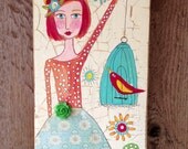 My Birds Modern Folk on Repurposed Wood