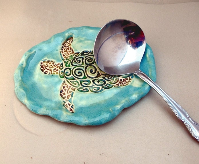 Spoon Rest or Soap Dish Ceramic Gift for Him or Her for Turtle Lovers