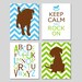 Nursery Quad - Set of Four 11x14 Prints - Chevron Labrador Puppy Dog, Keep Calm and Rock On, Modern Alphabet - Choose Your Colors