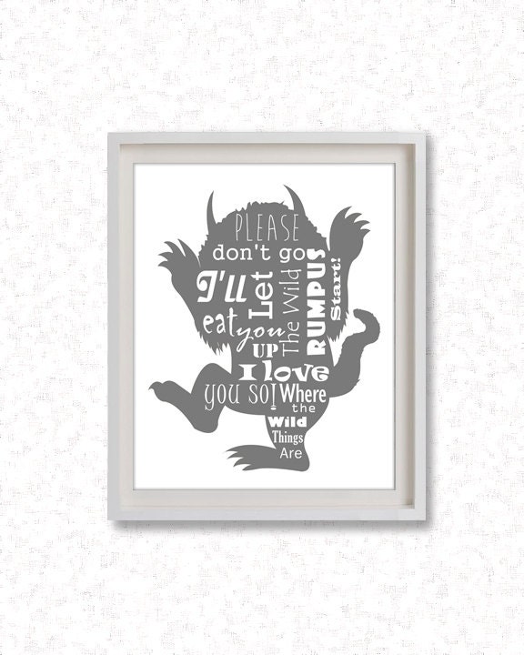 8"x10" or 11"x14" Printable Art / Digital Poster ' Where the Wild Things Are ' Subway Art - JPG - Instant Download -z033