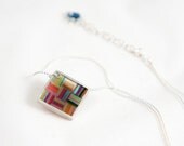 Go Your Own Way Necklace sterling silver with multicolored striped resin
