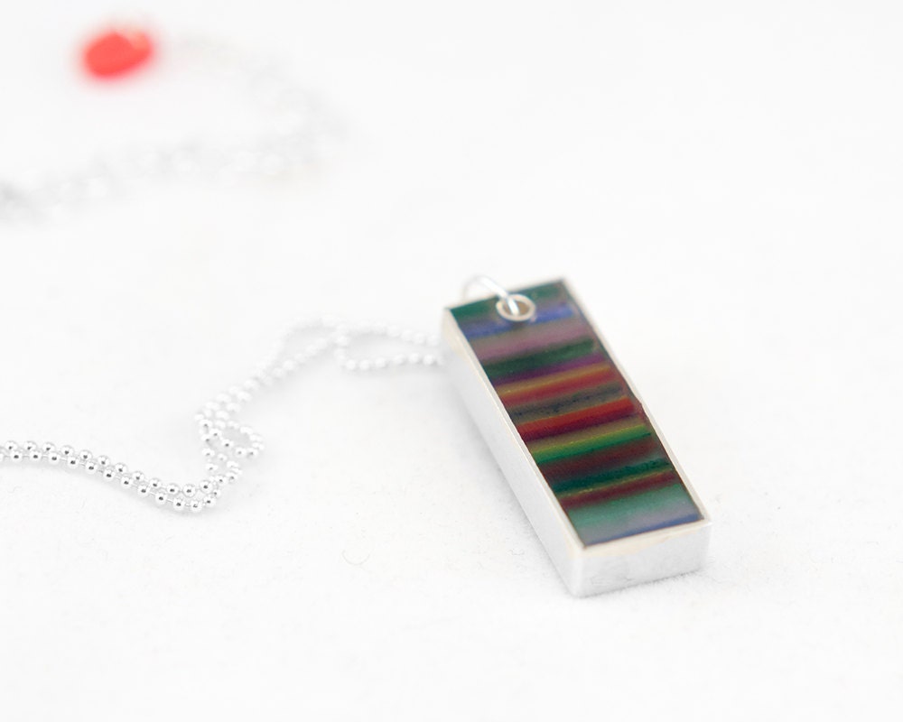 Lined Up Necklace multicolored resin and sterling silver