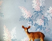 Vintage Powder Blue Floral Wallpaper One Yard