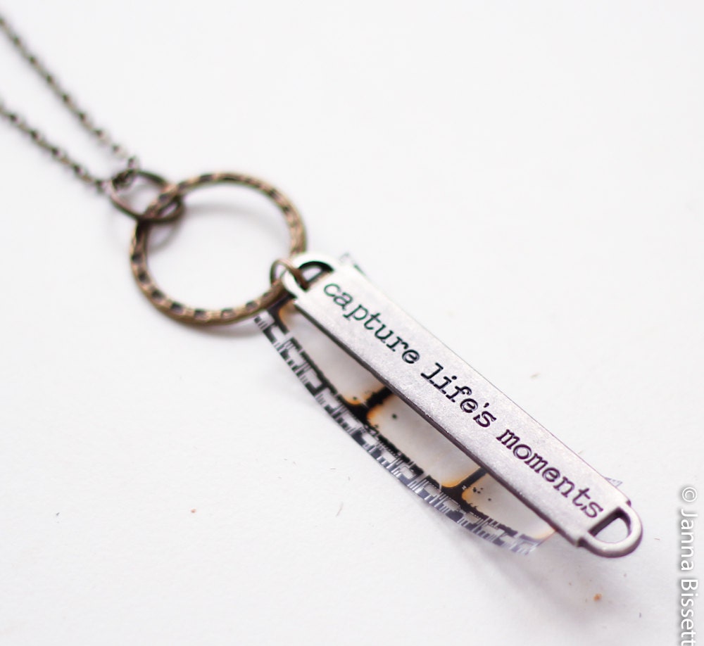 Film Strip "Capture Life's Moments" Necklace On Long Brass Chain