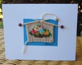 A Knit Basket of Flowers // Blank Greeting Card