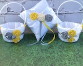 YOU DESIGN / 2 flower  girl baskets / ring bearer pillow - wedding ceremony - blush wedding