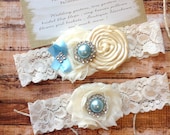 Garter/ ivory wedding garter / bridal  garter/  lace garter / toss garter / Something BLue wedding garter / vintage inspired lace garter