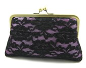 Black Lace Clutch - Silk Lined Clutch Bag
