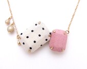 Fabric  2 Jewel Necklace - G