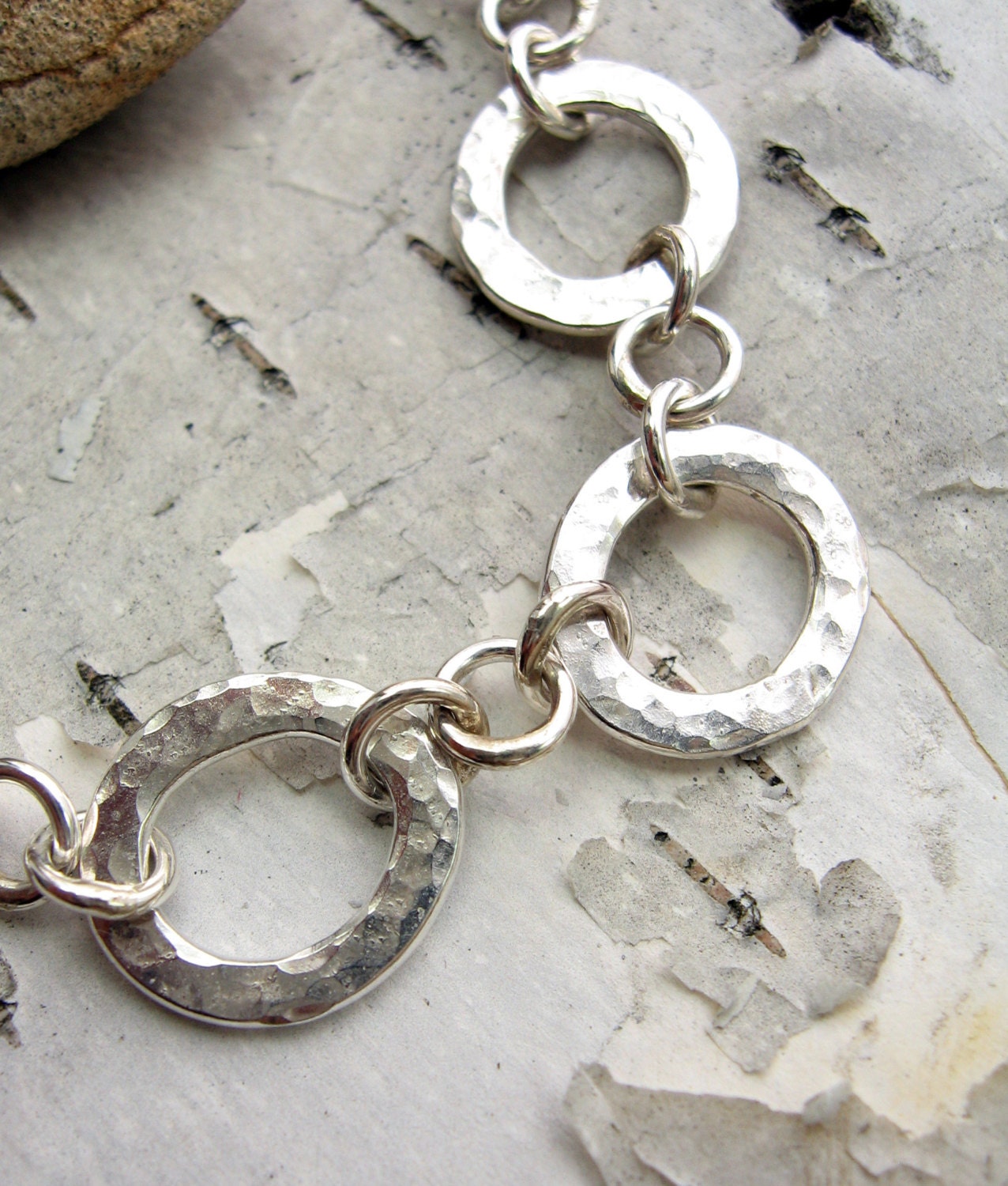 Ripple Hammer Textured Sterling Silver Link Bracelet