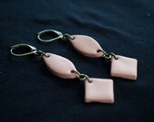 Geometrical Dangle Earrings - Industrial - Urban - Neutral Hand Made Polymer Clay Earrings - Geometric Shapes - Nickel Free Earwires - OOAK