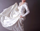Vintage 1940s Wedding Dress - Sophisticated Emma Domb Wedding Gown in Slipper Satin
