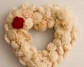 Cream Sola Flowers Heart Wreath, Valentine's gift, sola flowers, heart wreath, cream wreath, soft wreath, delicate wreath