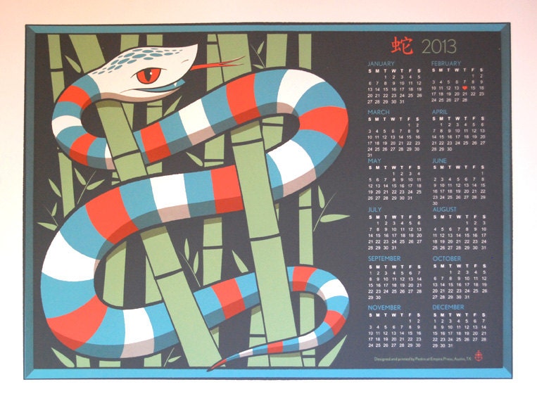 2013 Year of the Snake Calendar