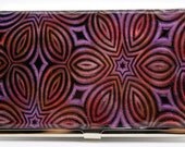 Business card holder, Polymer clay covered card holder, DELUXE metal wallet, black clay with mica powder, OOAK handmade