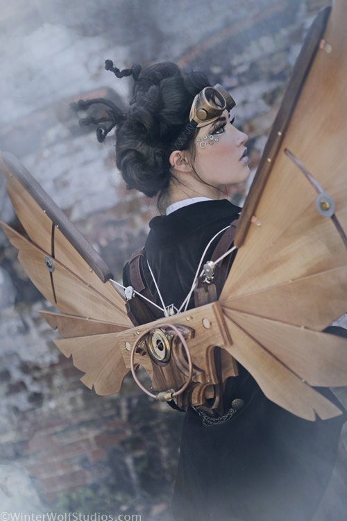 Steampunk Icarus Wings - Handmade, Backmounted, Pulley Driven Wings MKII