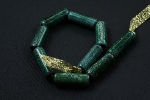 Lampwork Glass Torch Enameled Copper Bead Set Spring Green SRA LE Team