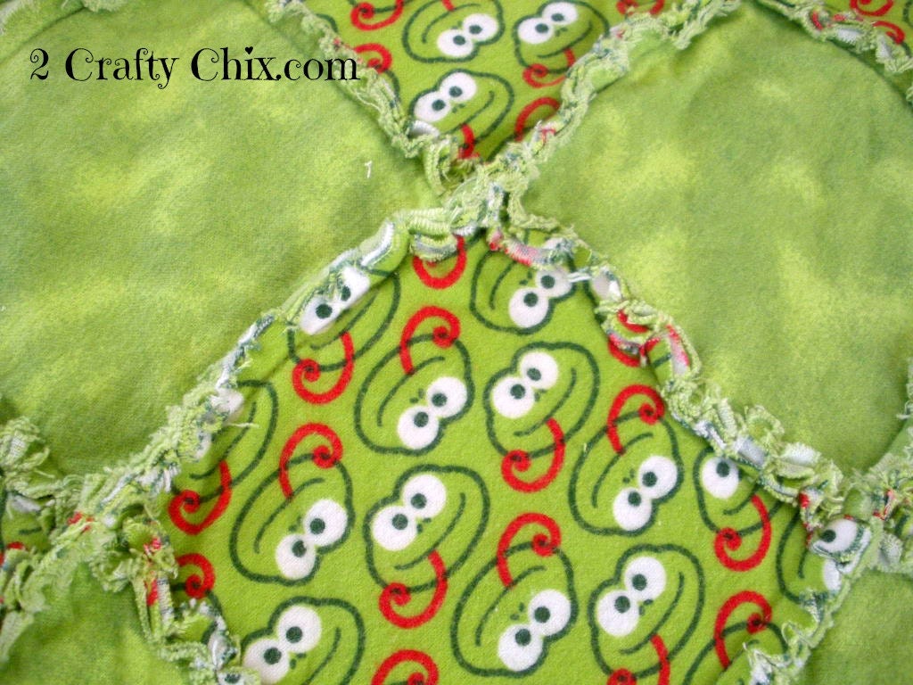 Frogs Frogs Frogs Flannel Rag Edge Quilt Blanket